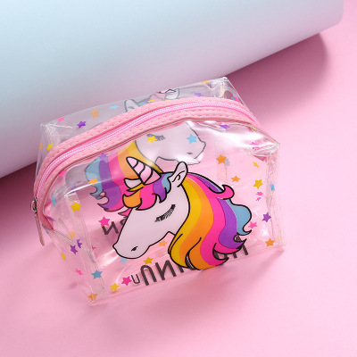 unicorn cosmetic bag PVC transparent toiletries bag waterproof large capacity travel storage bag