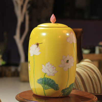 Household handicraft pearl ceramics collection can jar jar ancient jar ornament large size.