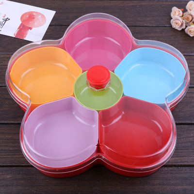 5 Creative fruit bowl colorful plastic plate plum blossom type dried fruit snack plate source of origin