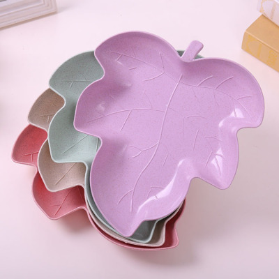 Creative leaf shaped snack fruit bowl sitting room plastic dessert plate salad fruit bowl candy bowl.