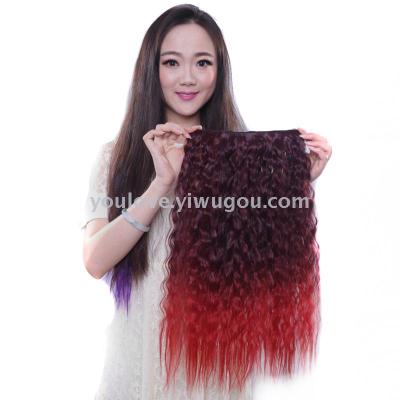 Color gradient corn perm 5 card hair curtain long curly hair clips hair clips of no trace.