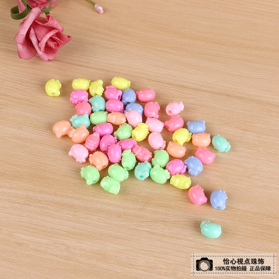 Handmade DIY Ornament Accessories Acrylic Candy Color Solid Color Cartoon Cat Children String Beads Material