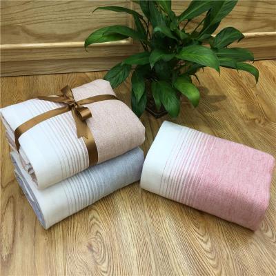Spring and summer new type AB gauze stripe plain color han feng gauze bath towel gift box set shen duo.