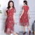 Summer in the elderly women chiffon print dress Slim big size mother in the long paragraph dress