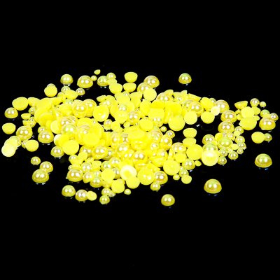 1.5-14mm Citrine AB Half Round Resin Pearls Flatback Imitation Crafts Scrapbooking Beads Use Glue DIY