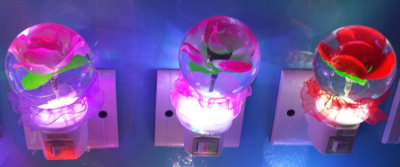 LED seven color creative crystal ball cartoon plug switch small night light.