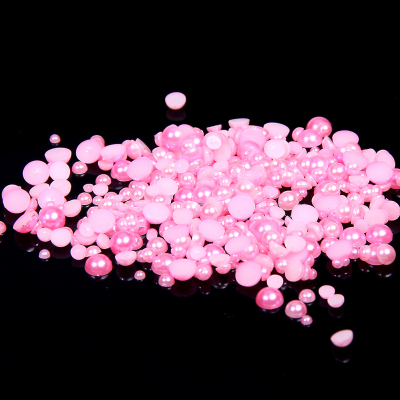 1.5-14mm Light rose Half Round Resin Pearls Flatback Imitation Crafts Scrapbooking Beads Use Glue DIY