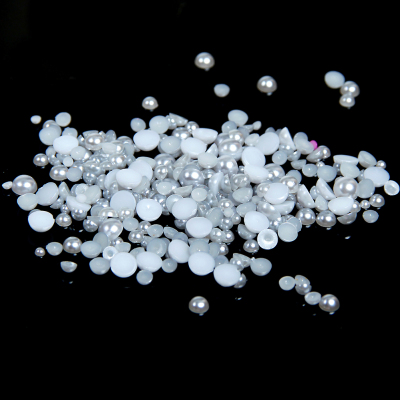 1.5-14mm Light gray Half Round Resin Pearls Flatback Imitation Crafts Scrapbooking Beads Use Glue DIY