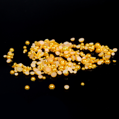 1.5-14mm Gold Half Round Resin Pearls Flatback Imitation Crafts Scrapbooking Beads Use Glue DIY