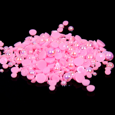 1.5-14mm Light rose AB Half Round Resin Pearls Flatback Imitation Crafts Scrapbooking Beads Use Glue DIY