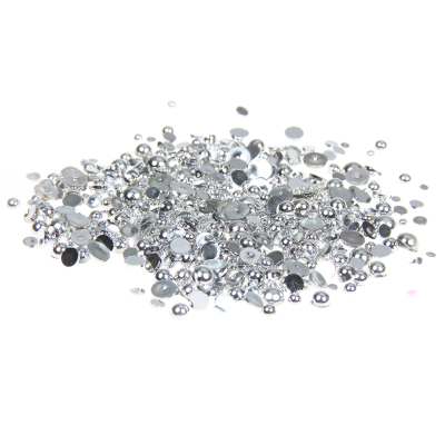 1.5-14mm Silver Half Round Resin Pearls Flatback Imitation Crafts Scrapbooking Beads Use Glue DIY