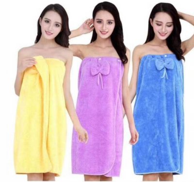 Japanese Bow Bath Towel Tube Top Double-Sided Coral Fleece Absorbent Bath Skirt Soft Home Wear Ladies