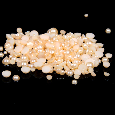 1.5-14mm Champagne Half Round Resin Pearls Flatback Imitation Crafts Scrapbooking Beads Use Glue DIY