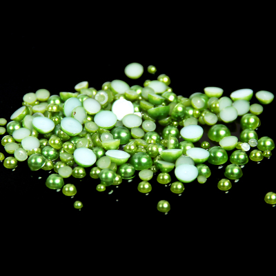 1.5-14mm Emerald  Half Round Resin Pearls Flatback Imitation Crafts Scrapbooking Beads Use Glue DIY