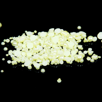 1.5-14mm Light yellow Half Round Resin Pearls Flatback Imitation Crafts Scrapbooking Beads Use Glue DIY