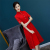Spring of 2018 the new original a-line dress of the dress is the red cheongsam