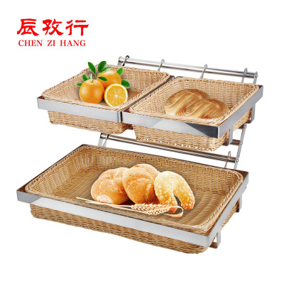 New Cane Basket Bread Rack Buffet Western Restaurant Multifunctional Layered Shelf Food Rack Fine Ornaments