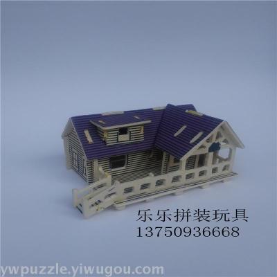 Wooden assembly stereo house model puzzle toy promotional gifts small gifts.
