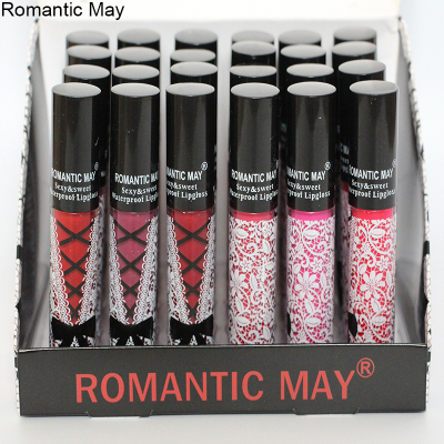 Romantic May Foreign Trade Non-Stick Cup Waterproof Lip Gloss Sexy Sweet Bow Lip Gloss Matte Super Color