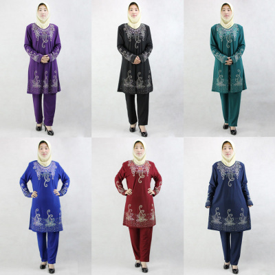 In Stock Wholesale Muslim Clothes for Worship Service Crystal Cotton Diamond Islamic Women's Autumn Clothing plus and Extra Size Hui Women's Clothes