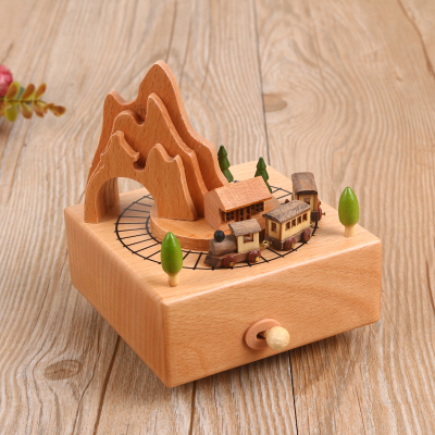Roller coaster type solid wood material music box fashion octave box