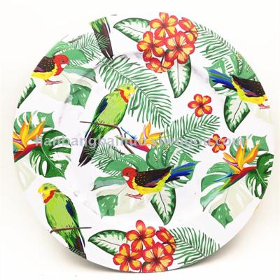 Plate new flower bird series plate plastic plate fashionable European food cushion plate circular plate