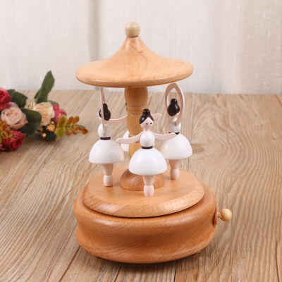Real wood material white dress dancing figure music box octave girl's birthday Christmas present