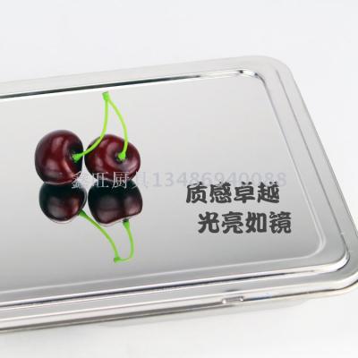 Tableware stainless steel fast food plate rectangular thickened four compartments for children student cafeteria tray.