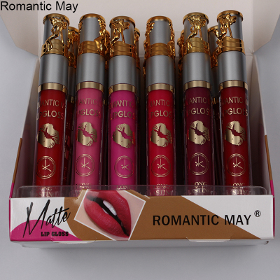 Romantic May New Hot Matte Angel Lip Gloss Lip Gloss Liquid Lipstick Lip Glaze Waterproof Non-Stick Cup