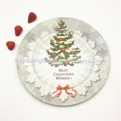 Christmas Tree and Bell Patterned Round Plastic Plate Decorative Charger Plates for Events