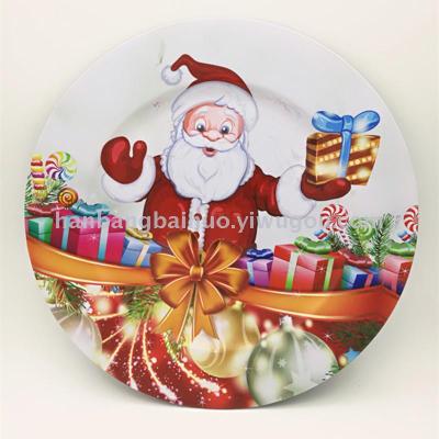 Father Christmas Pattern Plates Classic Round Plate Decorative Charger Plates for Wedding Party 