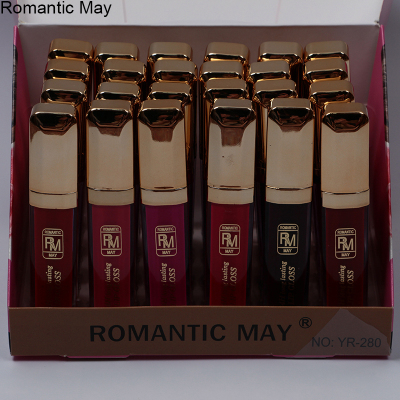Romantic May Cross-Border Hot Sale Moisturizing Lasting Square Water Brightening 12-Color Matte Lip Gloss