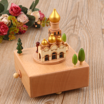 Manufacturer direct selling church building model music box color box packaging