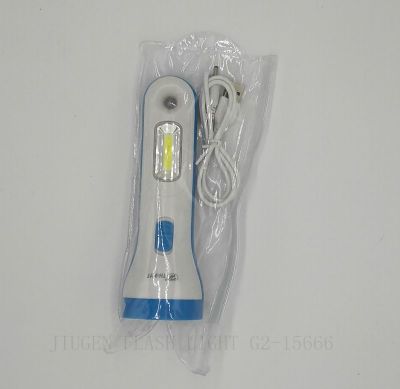 Long root flashlight TH-9117 3W+COB rechargeable flashlight.