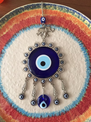 Turkey blue eye pendant. Evil eye wall clock