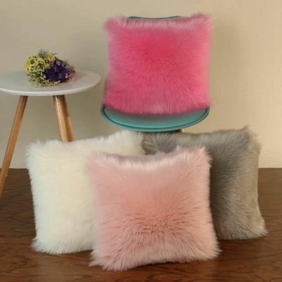 Pure color wool plush pillow as car as sofa waist as office plush pillow