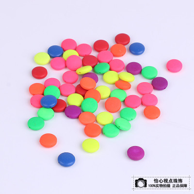 DIY Beaded Material Jewelry Accessories Colorful Flat round Beads Acrylic Candy Beads Colorful Beads Scattered Beads