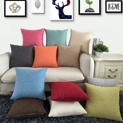 Thicken a variety of pure color pillow cushion sofa cotton and linen back office simple car cloth art waist pillow
