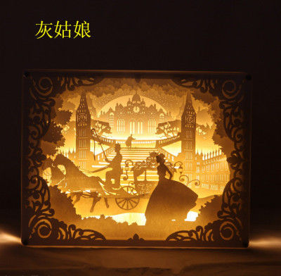 Creative paper-cut lighting and paper carving lamp decoration lamp 3D acrylic lamp creative animation folding pictures.