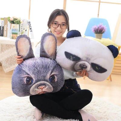 Creative simulation 3D cartoon pillow printing rabbit panda pillow imitation bear pillow stuffed toy.