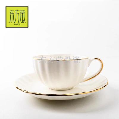 Porcelain Cup and Saucer Bone China Black Tea Cup Saucer High-Grade Ceramic Cup Dish Bone China Coffee Cup Export Cup and Saucer