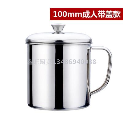 Stainless steel water cup children's mouth cup large size mouth cup anti-throw iron cup has handle with handle.