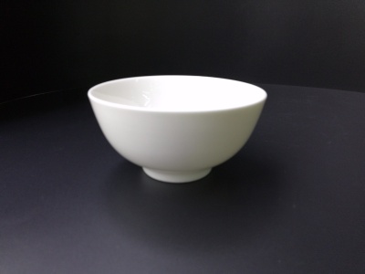 Pottery and porcelain bowls and cutlery ware 4.5 inch Chinese bowl white.