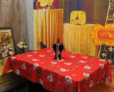 Manufacturer direct selling foreign trade europe-style Santa Claus bell printing tablecloths for quick sale of cross-border hot-selling tablecloth.