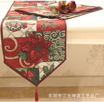 The new style American country table flag table mat The fashionable Christmas red flower simple tea table flag high grade decoration.