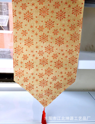 New Christmas snowflake star linen table flag American Christmas holiday home soft decoration table mat foreign trade original.