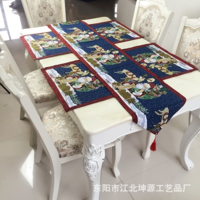 Cross border sales of foreign trade original single cartoon Santa elk table flag amazon special for home soft decoration table mat.