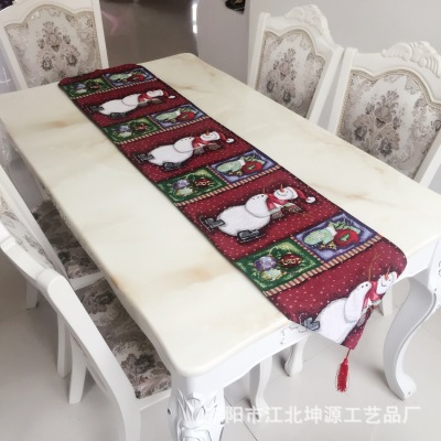 Manufacturer directly for the foreign trade cartoon Christmas hat the snowman desk banner amazon cross - border hot table mat sofa bed flag.