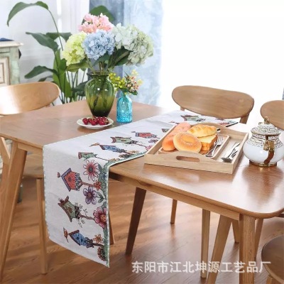 Foreign trade popular American tree house flag home soft decoration clothing art table tea table, sofa table, sofa table, cloth size shell customization.