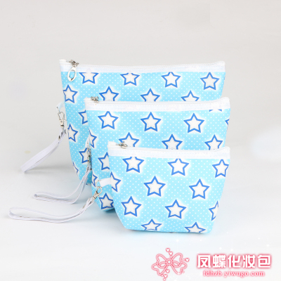 Five-pointed star three-piece travel toiletry bag big  medium small size.
